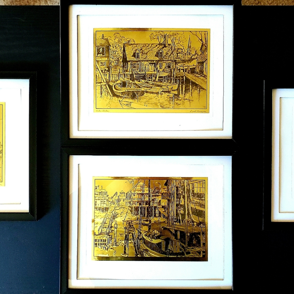 Lionel Barrymore Vintage Gold Foil Etched Prints.